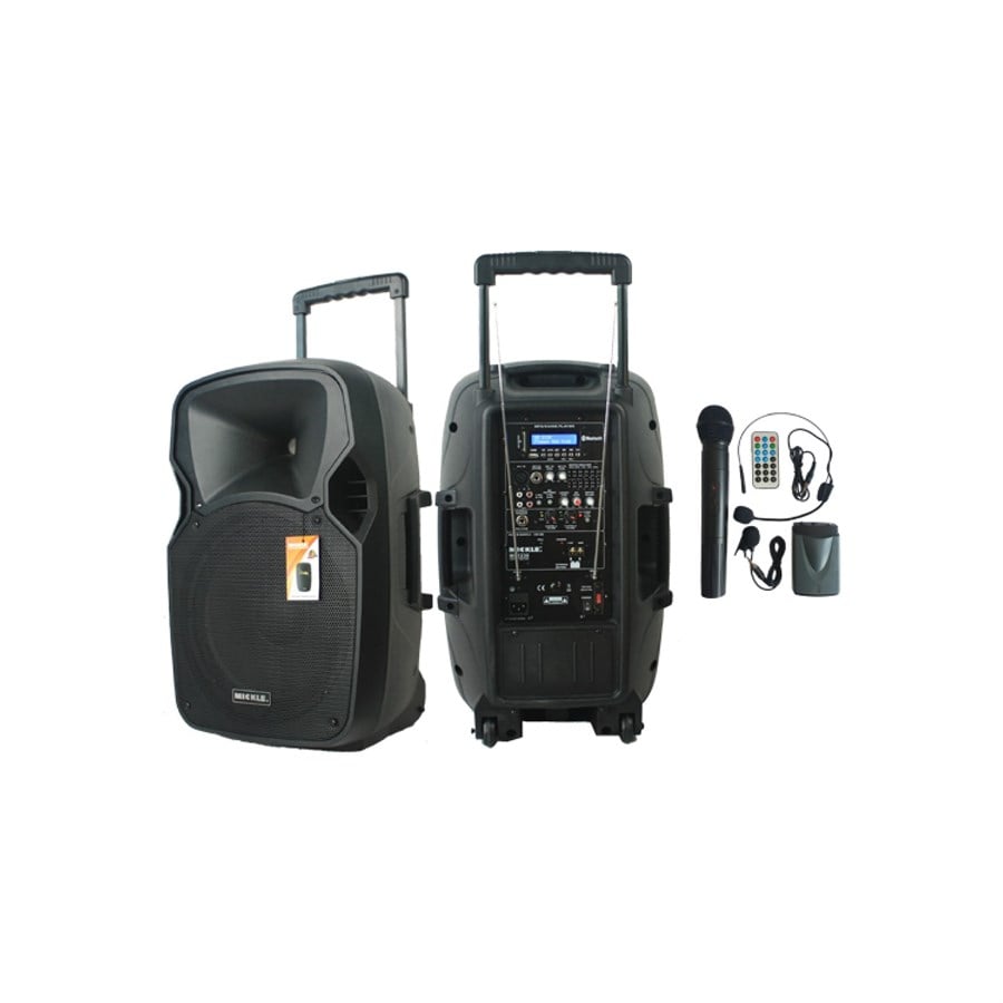 Mickle MP1530 15 İnç 400 Watt El, Yaka Telsiz Mikrofonlu 2 Yollu Portatif Anfili Hoparlör