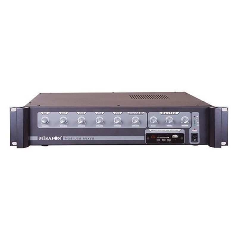 Mikafon MX6USB 6 Kanal USB/SD Okuyuculu Anons Mikseri