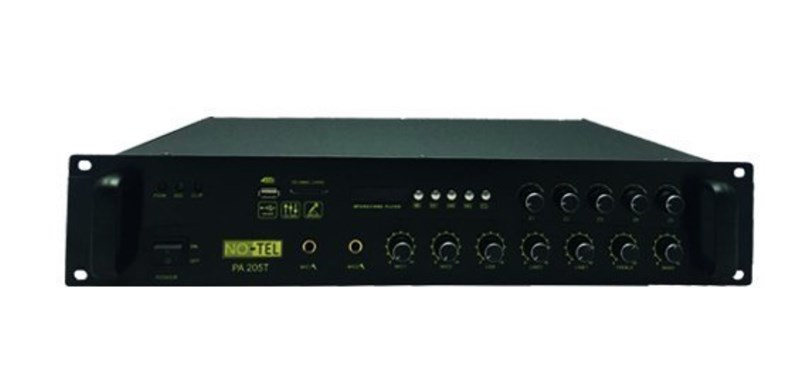 Notel NOT PA-205T 200Watt 100V Trafolu 2 Mik Girişli Mikser Amfi