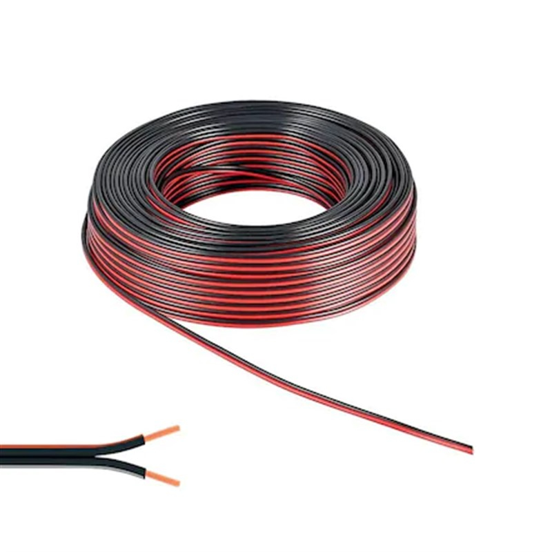 Provoice 2x0.75mm Siyah Kordon Yassı Hoparlör Kablosu Tam Bakır 100 Metre
