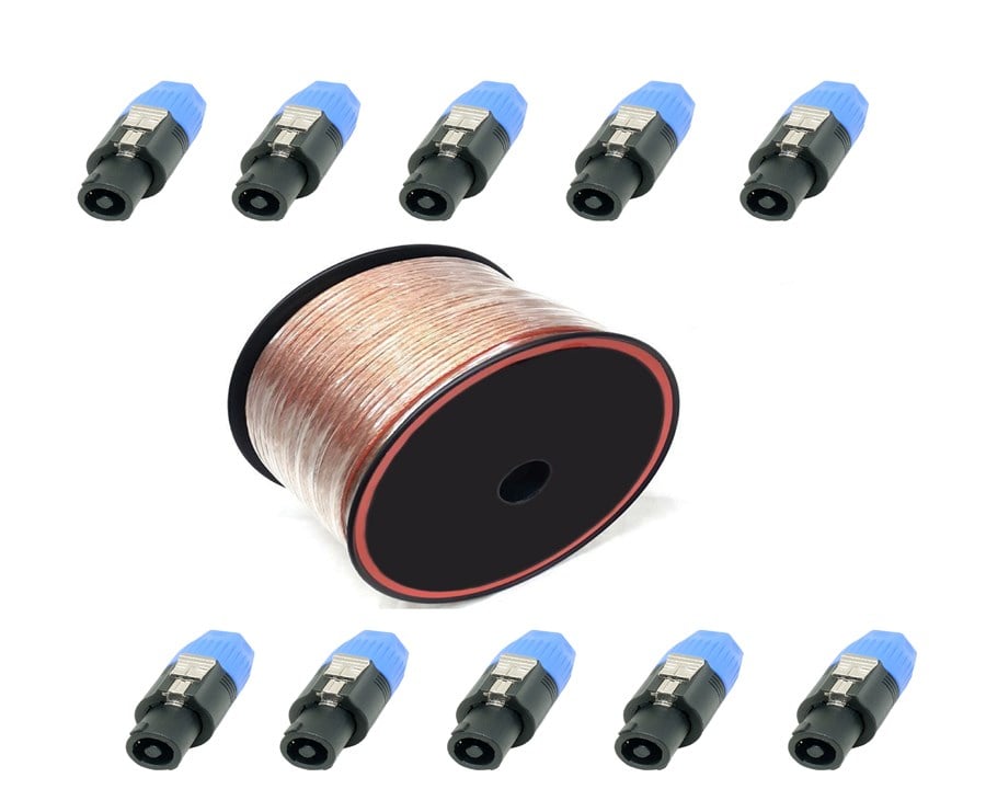 Provoice 2x1.5mm 100 Metre Hoparlör Kablosu Speakon Konnektör 10'lu Paket