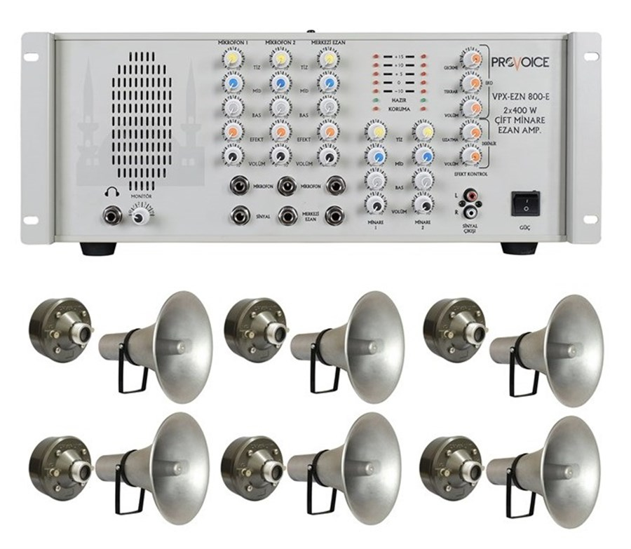 Provoice 800W Çift Minare 6 Horn Cami Ezan Seti