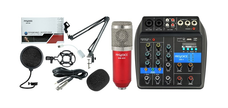 Provoice BM-800 Mikrofon+ Mikser +Stand Stüdyo Kayıt Seti