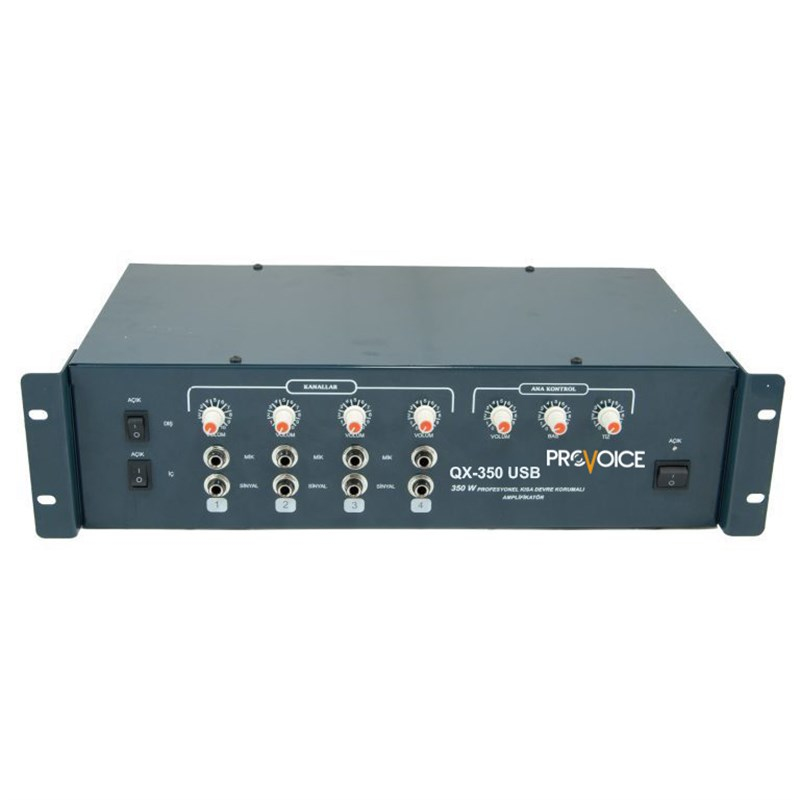 Provoice QX-350 USB Girişli 350 Watt 4 Kanallı Anfili Mikser
