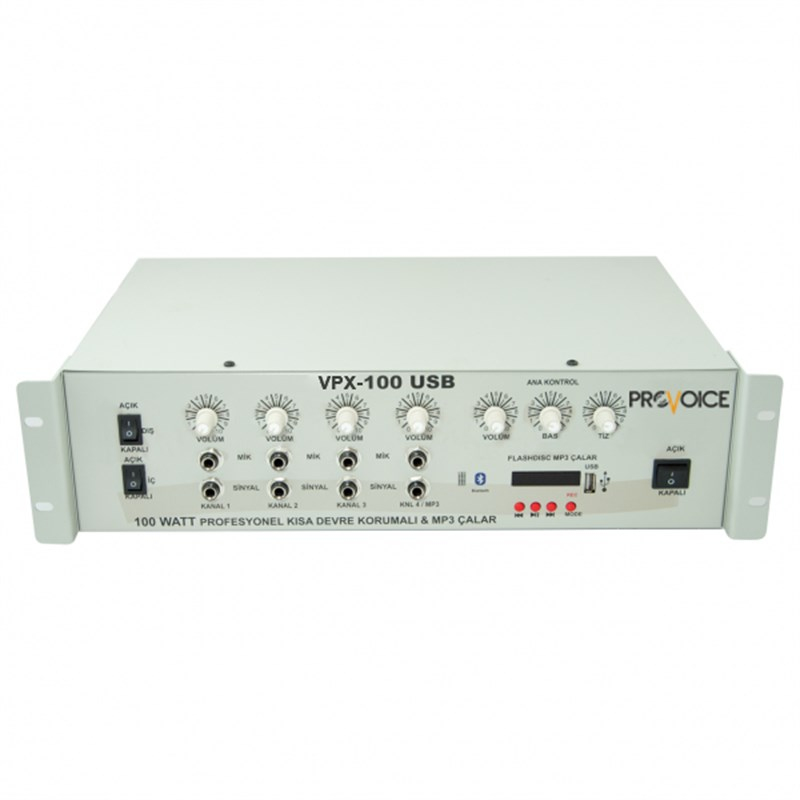 Provoice VPX-100 USB 6 Kanal 100 Watt Mikserli Amplifikatör