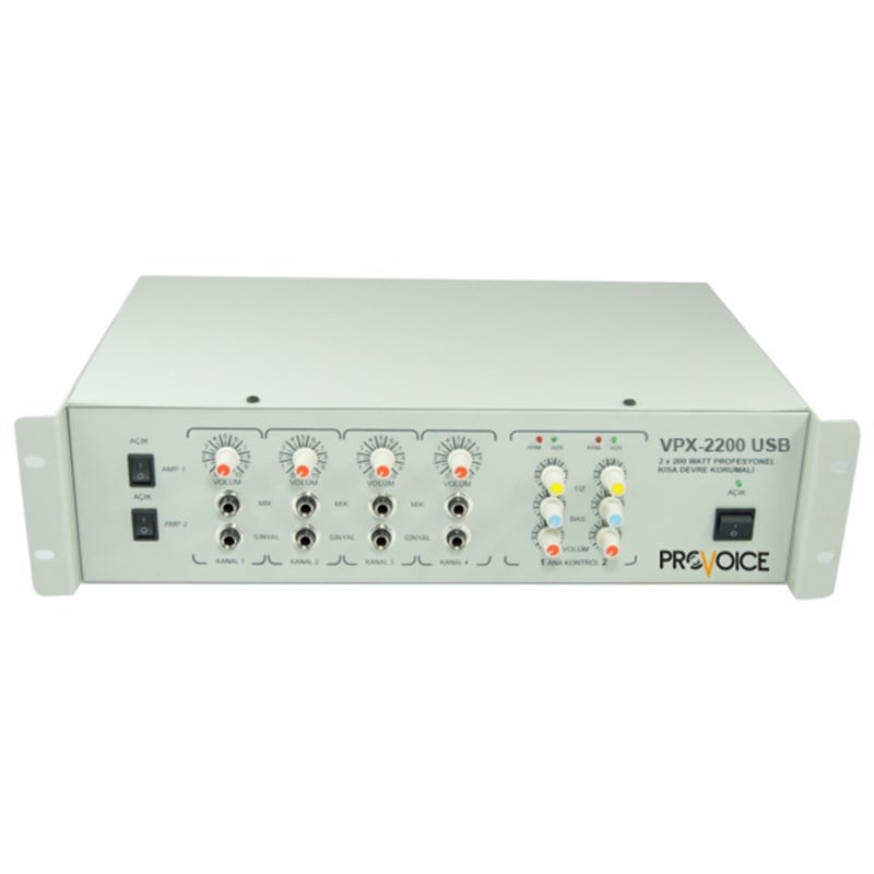 Provoice VPX-2200 USB 2x200 Watt 4 Kanallı Mikser Anfi 