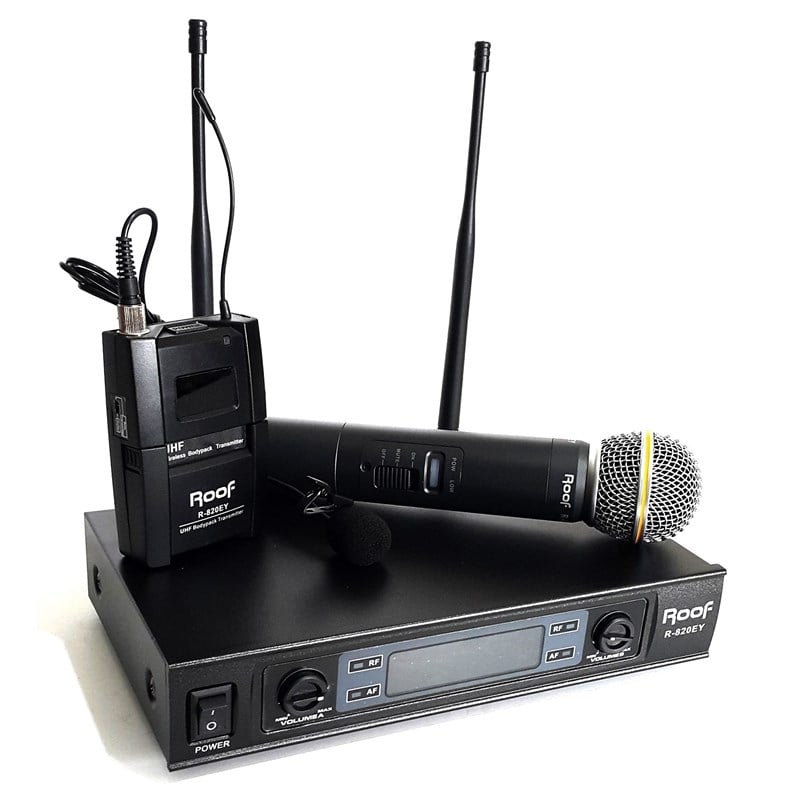 Roof R-820EY UHF 618-865,6MHz 2 Kanal El + Yaka Kablosuz Mikrofon Seti