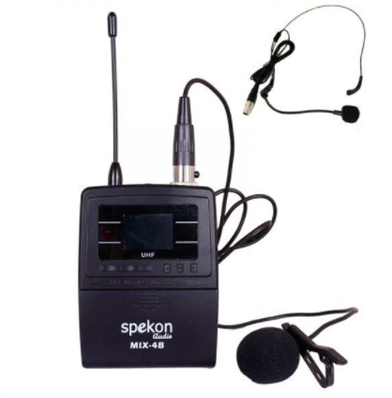 Spekon MIX-4B UHF Yaka & Headset Tipi Telsiz Mikrofon Verici Ünitesi