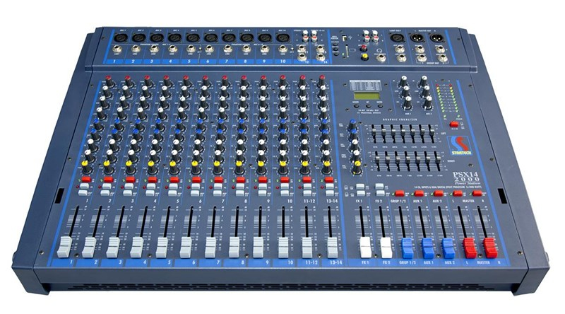 Startech PSX14 2000 Power Mixer 10 mono 2 stereo 2x7 band Eq.Ph 48v,Pfl 2x1000W Digital Lcd Ekran Eff+Reverb+Echo USB SD