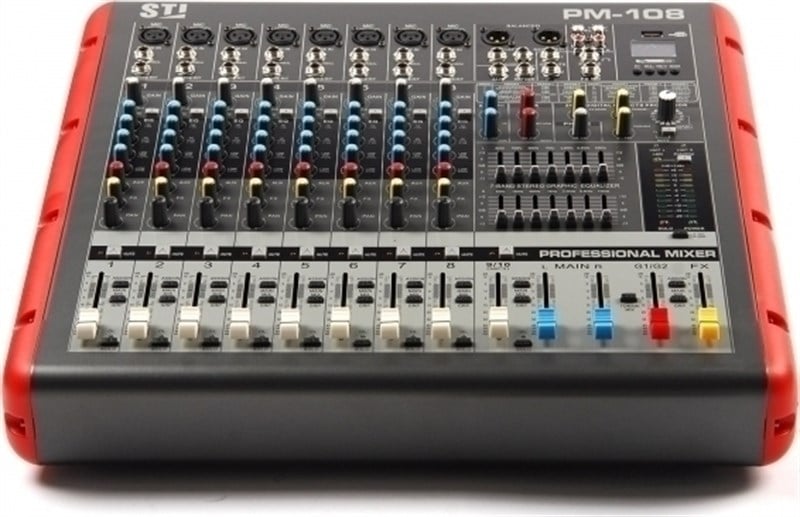 Sti PM-108 8 Mono 1 Stereo 2x650W Power Mikser 