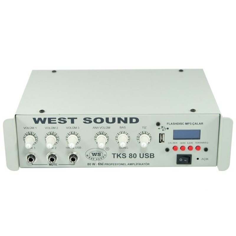 West Sound 80 USB TR - 80 Watt 3 Kanal 100V Mikser Anfi