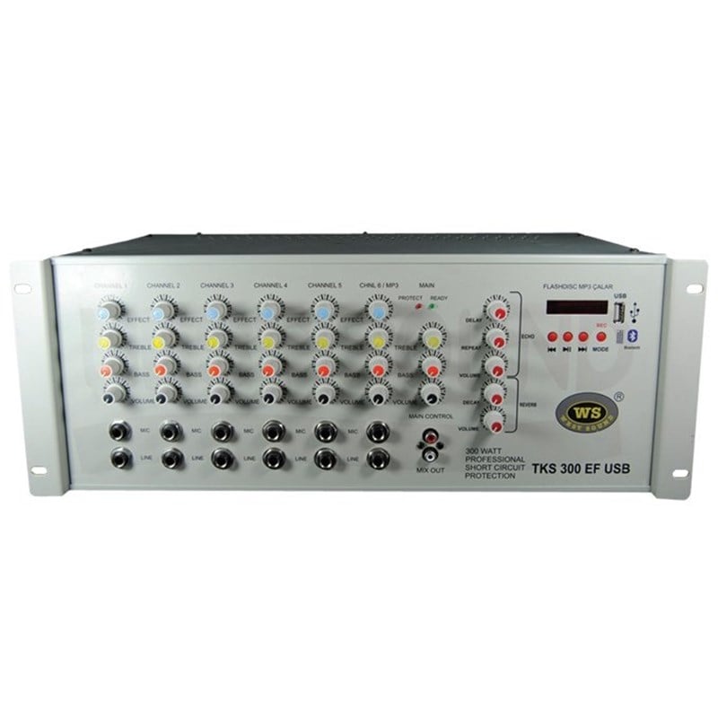 West Sound TKS 300 EF USB 300 Watt 6 Kanal Efektli Mikser Amfi