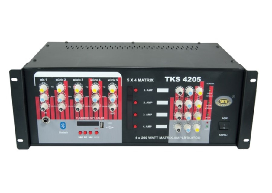 West Sound TKS 4205 A USB 5X4 MATRİKS  4x200 Watt Power Mikser Amfi