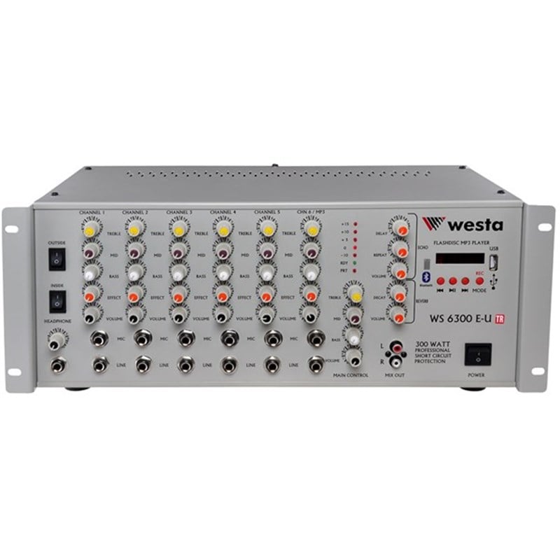 Westa WS-6300-E-U-TR 300 Watt 100V 6 Kanal Amfi Mikser