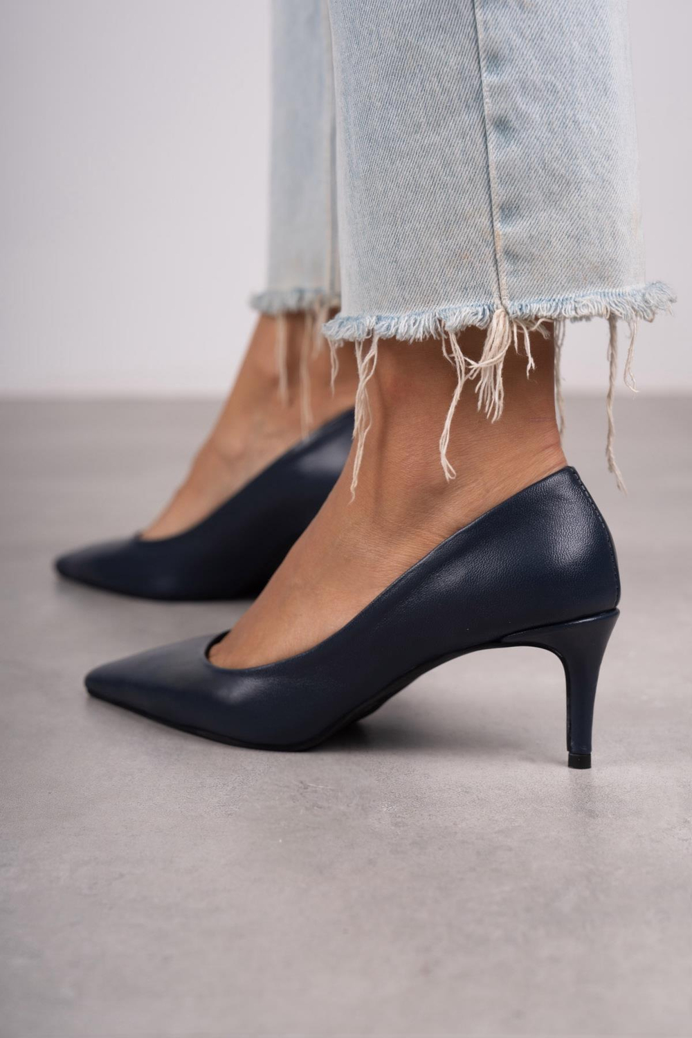 ANNA LACİVERT DERİ HAKİKİ STİLETTO LACİVERT