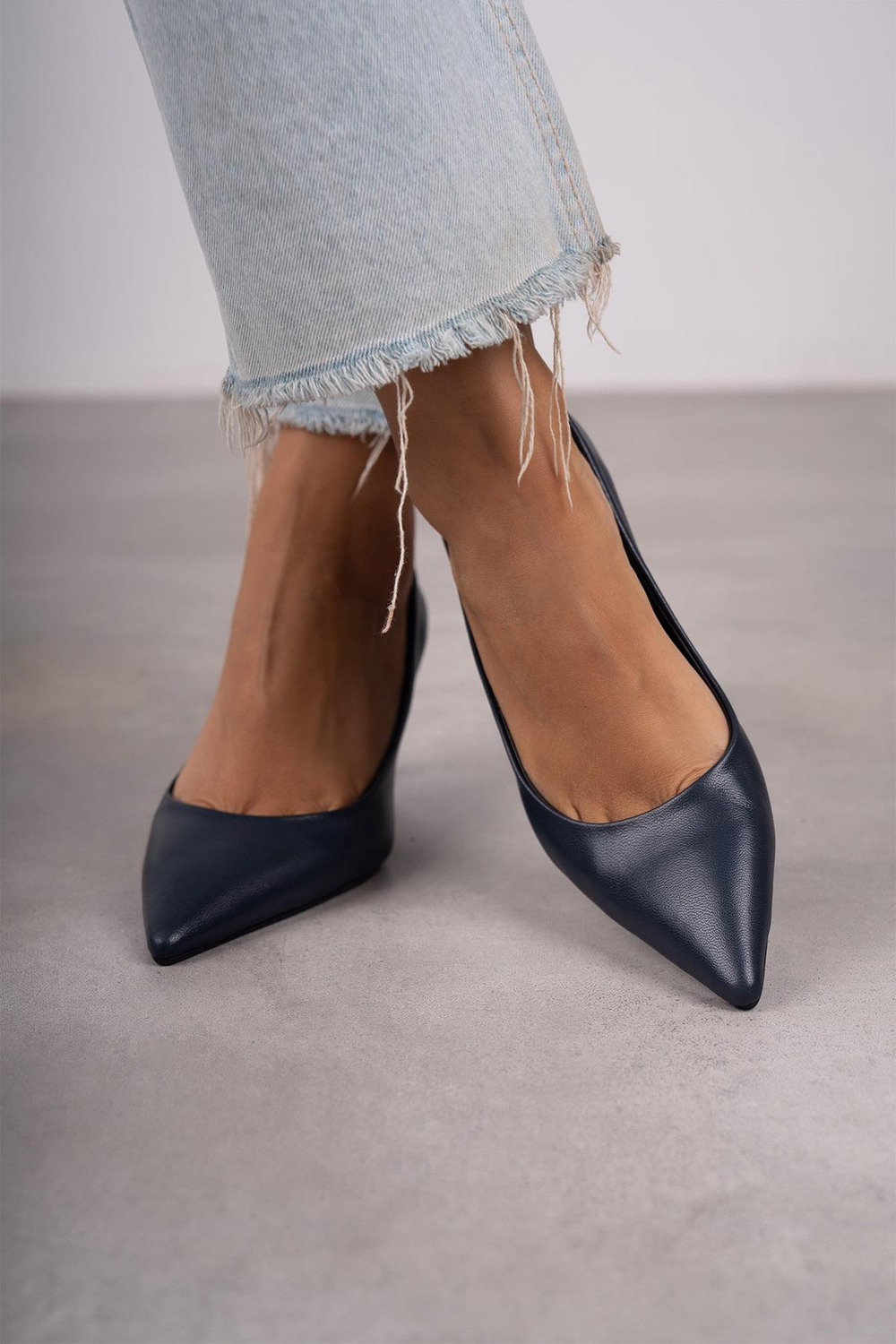 ANNA LACİVERT DERİ HAKİKİ STİLETTO LACİVERT