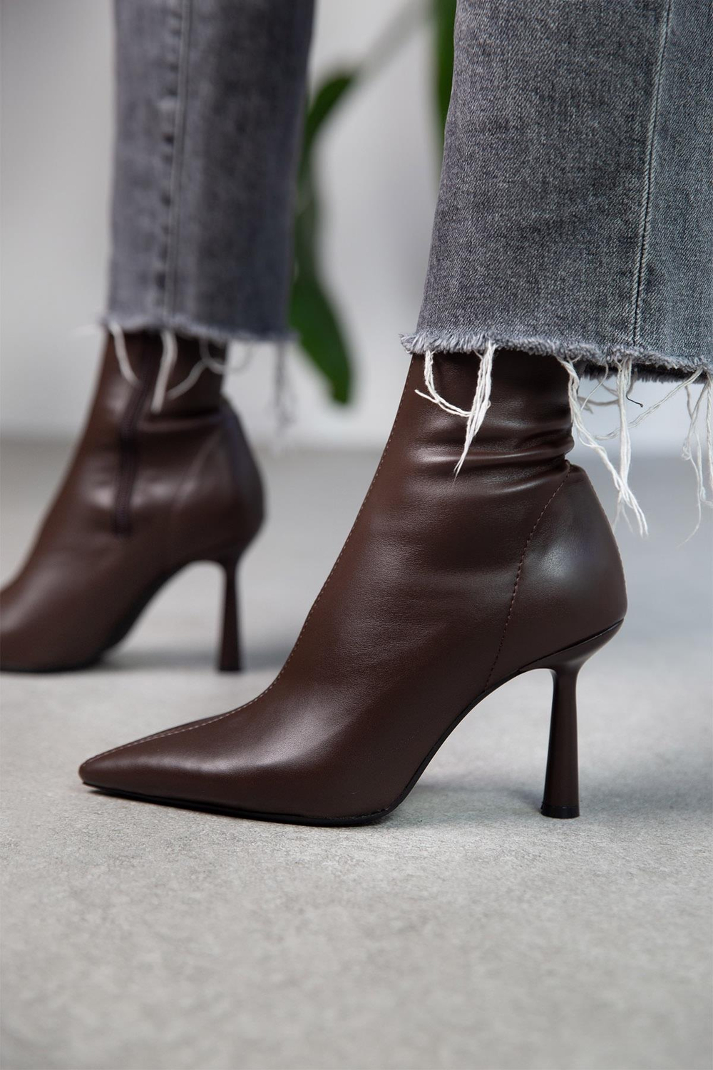 FALL STREÇ KAHVE DERİ BOT KAHVE