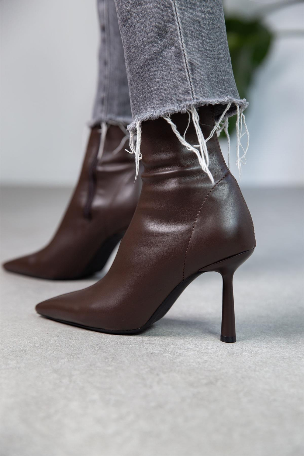 FALL STREÇ KAHVE DERİ BOT KAHVE