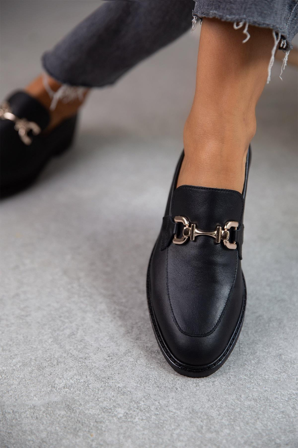 JİLL SİYAH DERİ LOAFER SİYAH