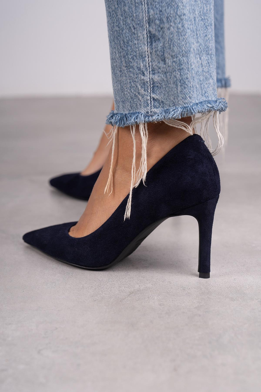 LARA LACİVERT SÜET HAKİKİ DERİ STİLETTO LACİVERT