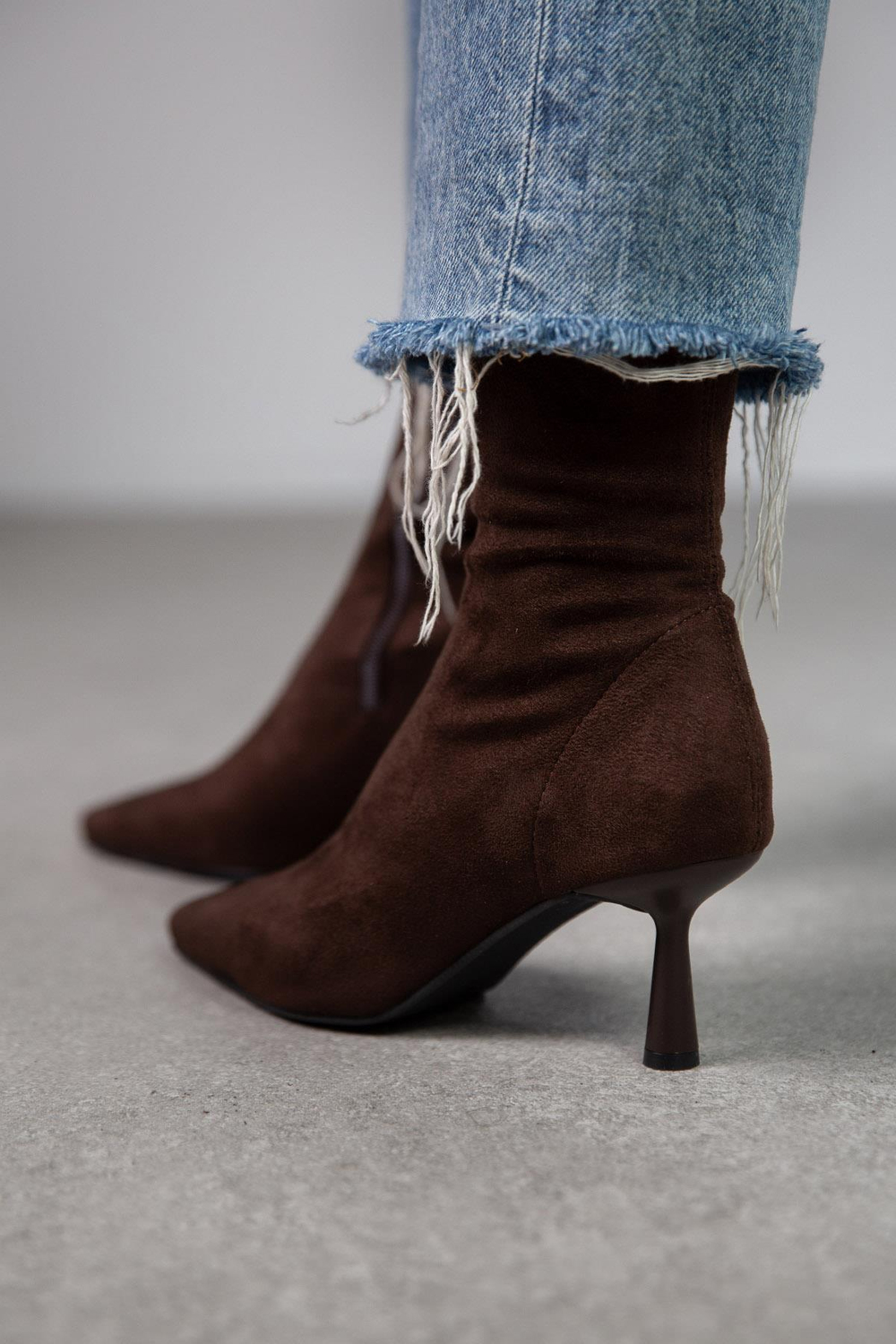 LOOK STREÇ KOYU KAHVE SÜET BOT KAHVE