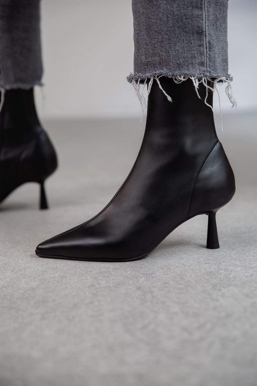 LOOK STREÇ SİYAH DERİ BOT SİYAH