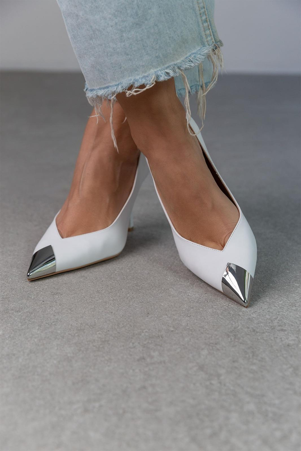 ROCK BEYAZ DERİ STİLETTO BEYAZ