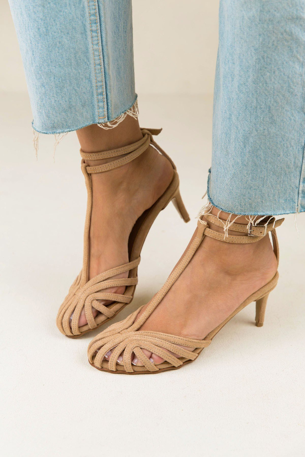 VERA BEJ SÜET SANDALET TEN