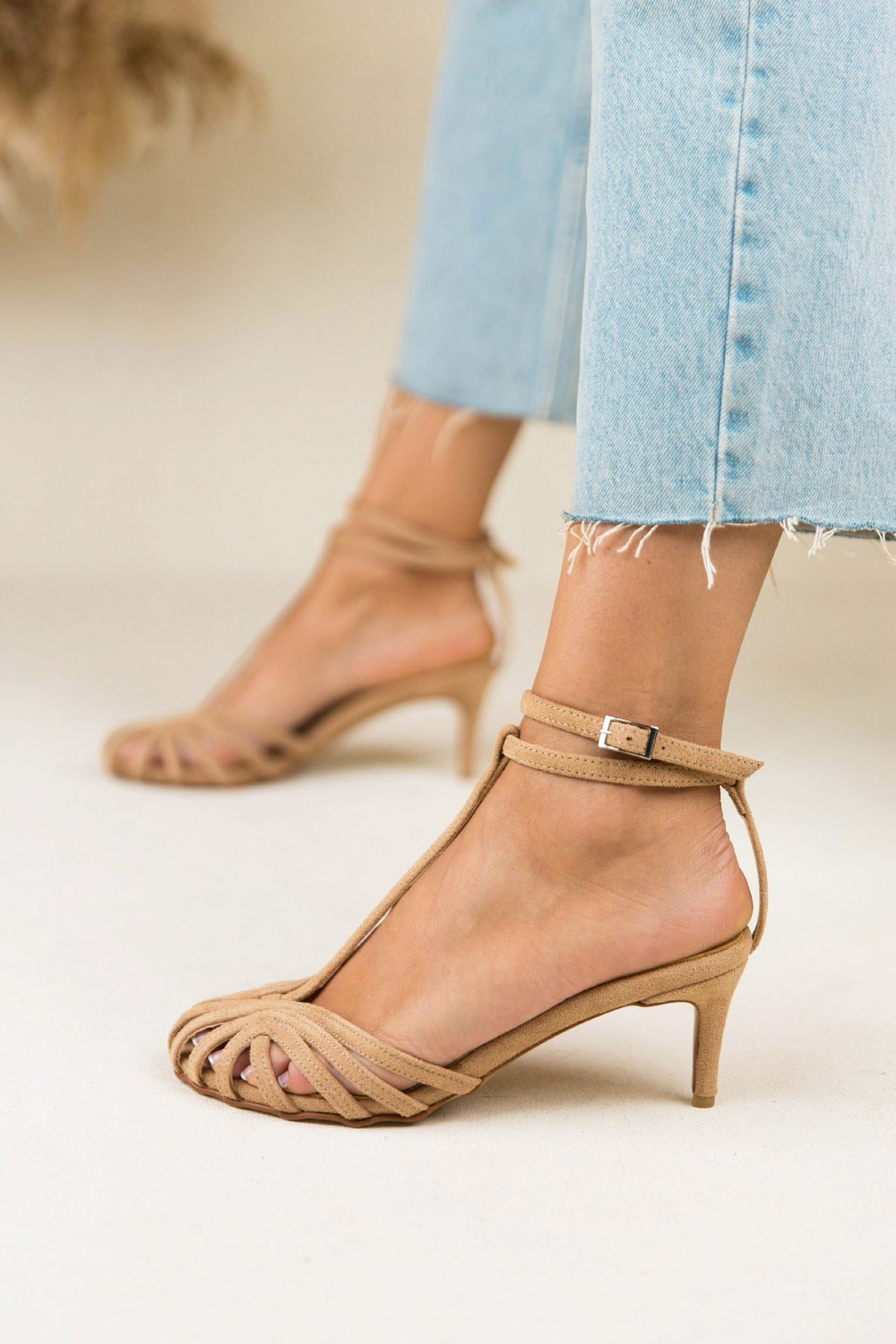 VERA BEJ SÜET SANDALET TEN