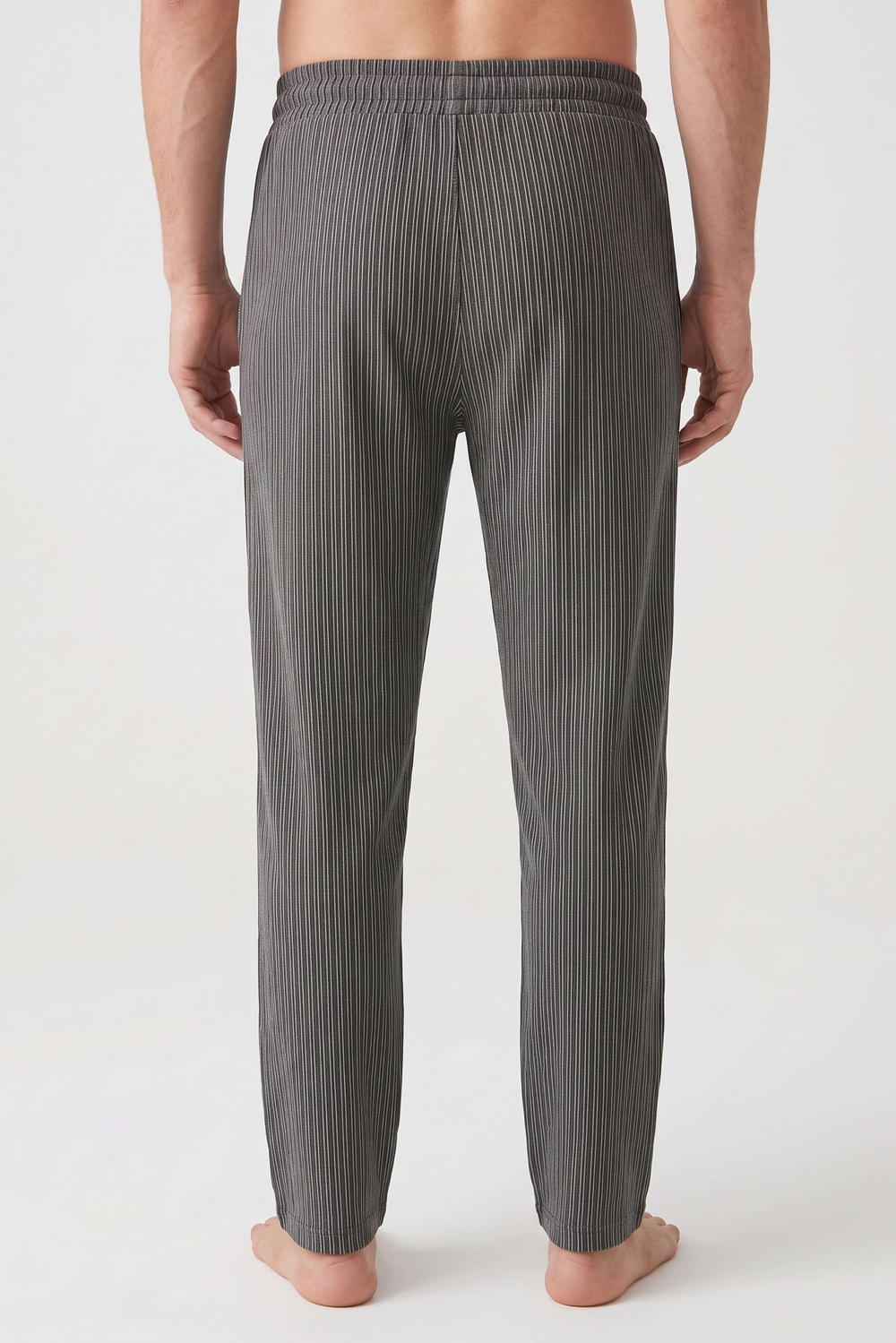 Erkek Antrasit Çizgili Baskılı Penye Modal Pijama Altı