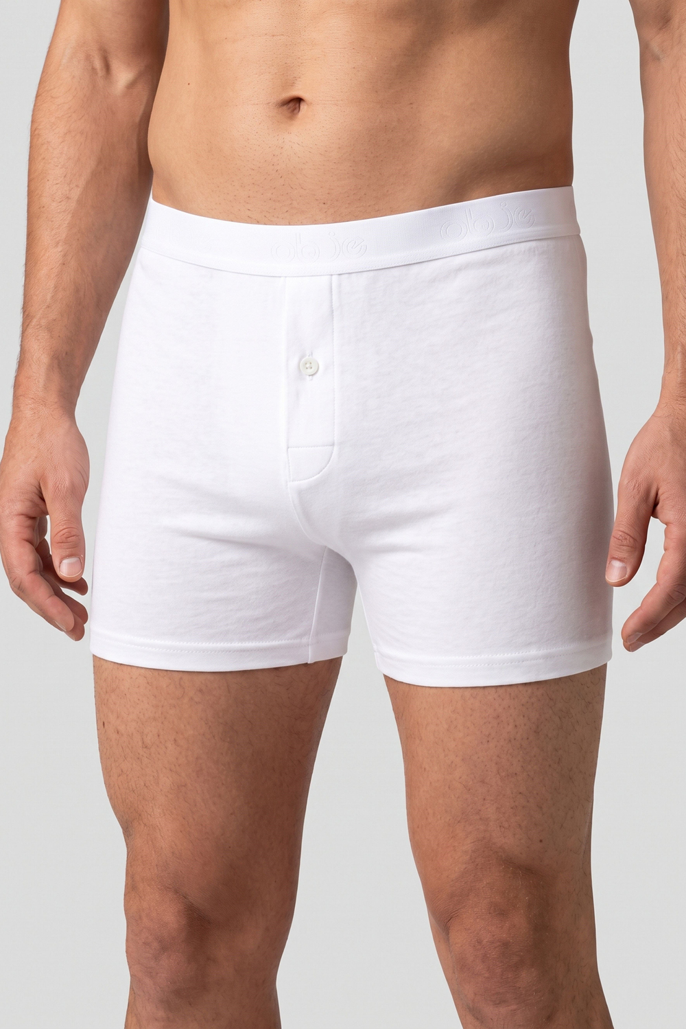 Erkek Beyaz Modal Dıştan Lastikli Düğmeli Boxer