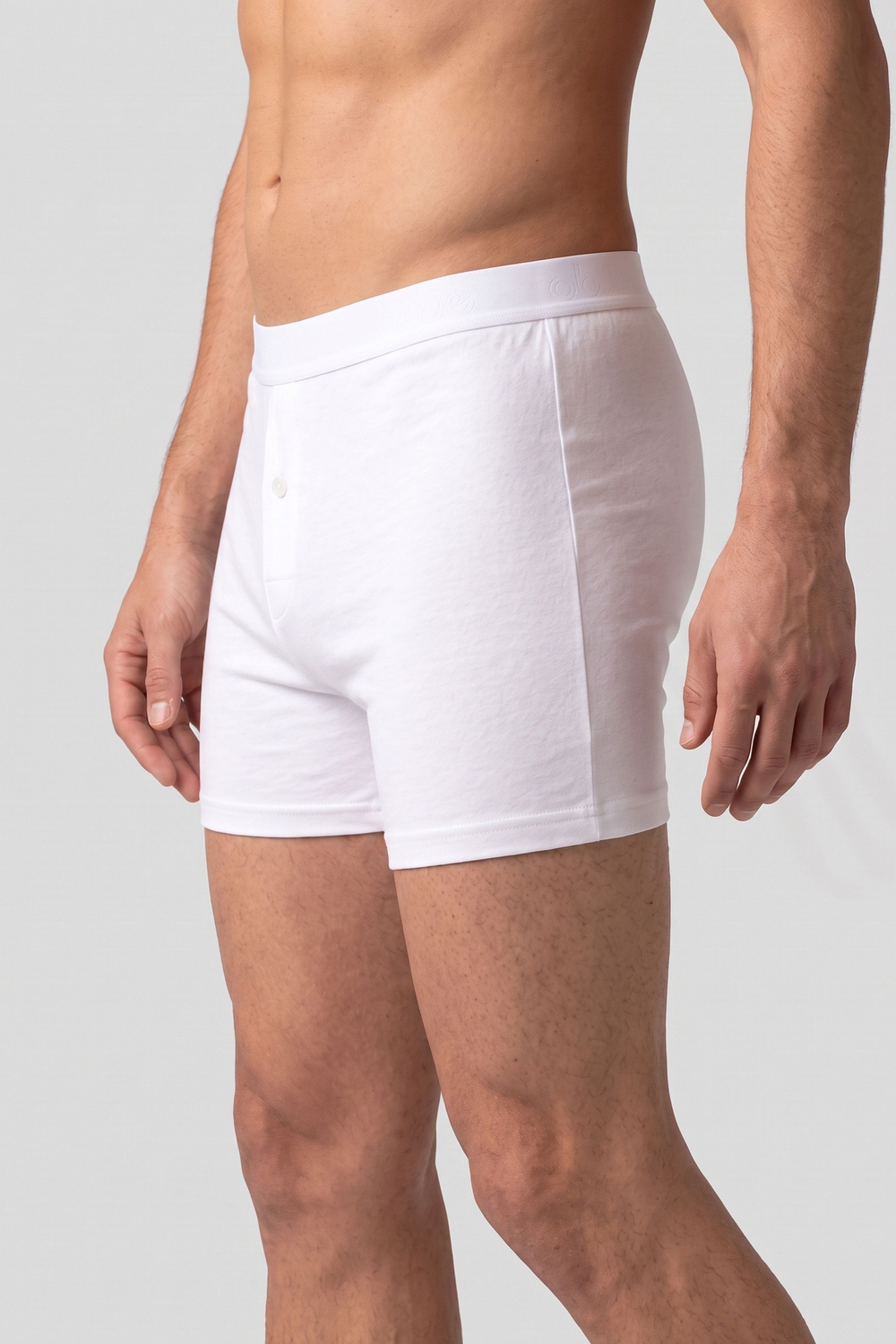 Erkek Beyaz Modal Dıştan Lastikli Düğmeli Boxer