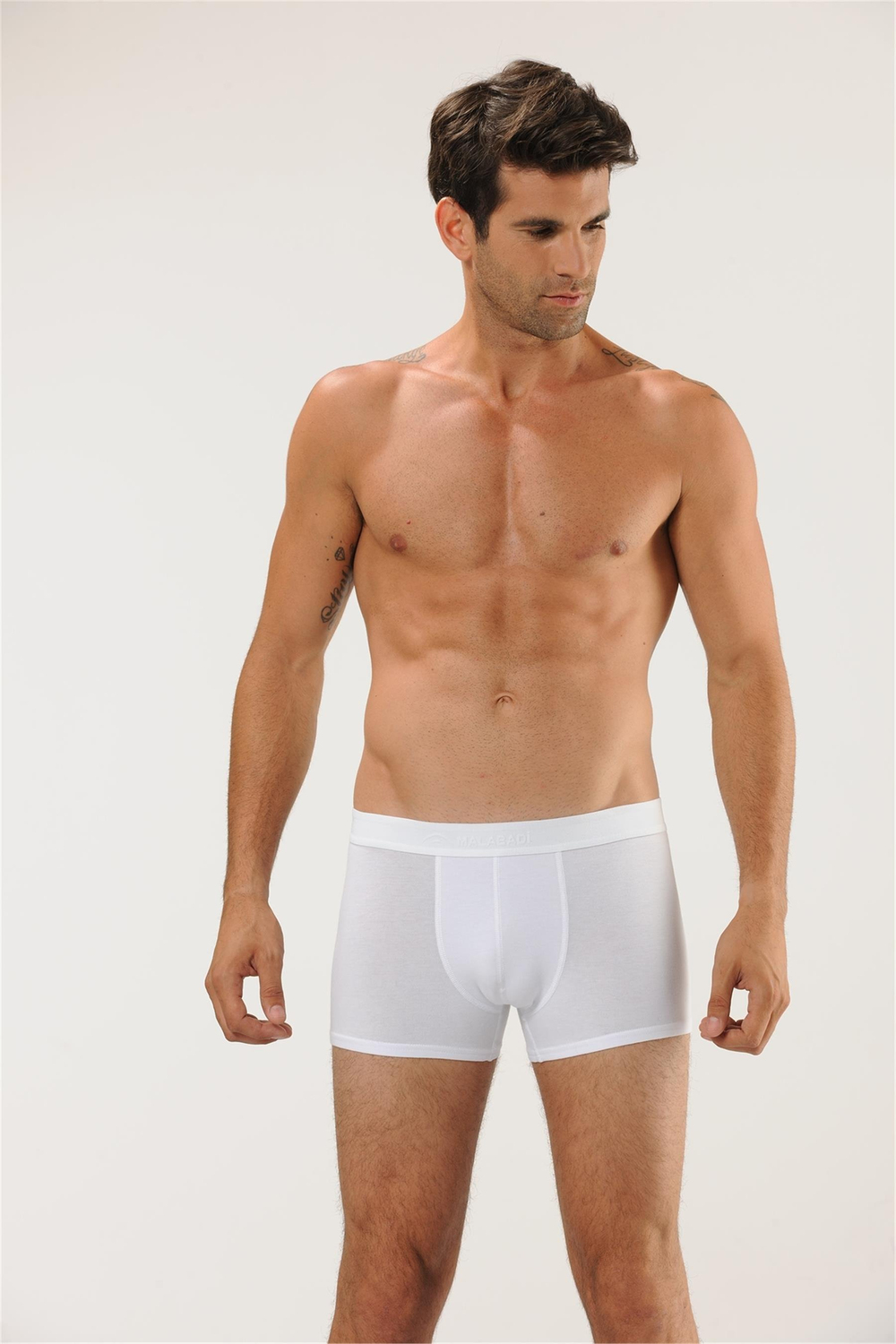 Erkek Beyaz Penye Modal Kısa Boxer