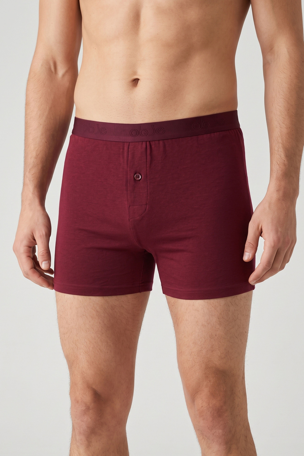 Erkek Bordo Modal Dıştan Lastikli Düğmeli Boxer
