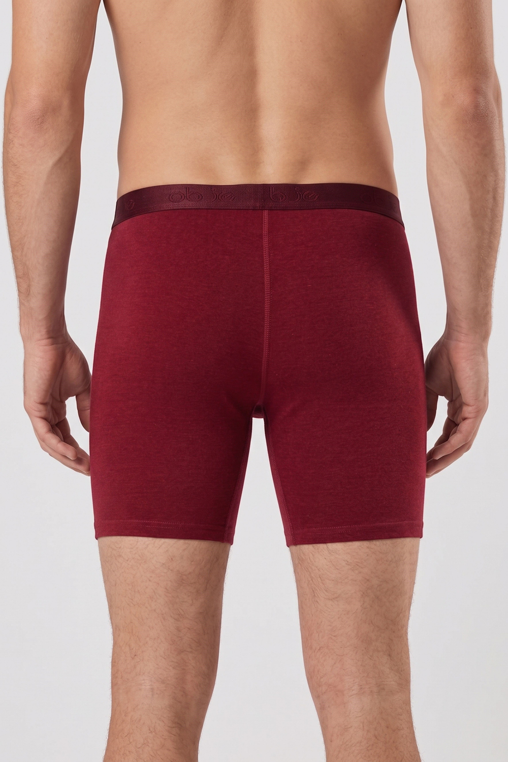 Erkek Bordo Modal Dıştan Lastikli Uzun Boxer