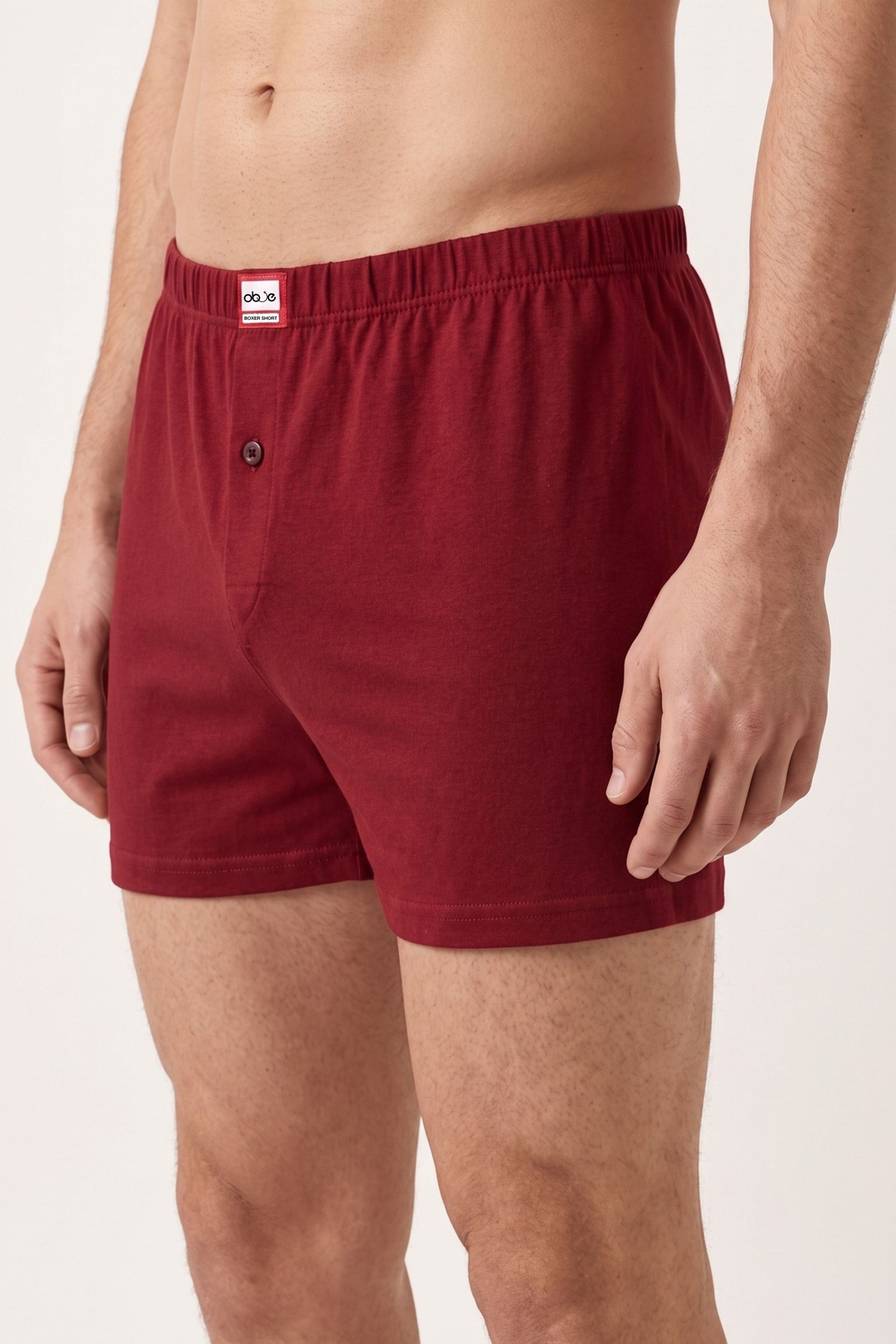 Erkek Bordo Penye Düğmeli Boxer