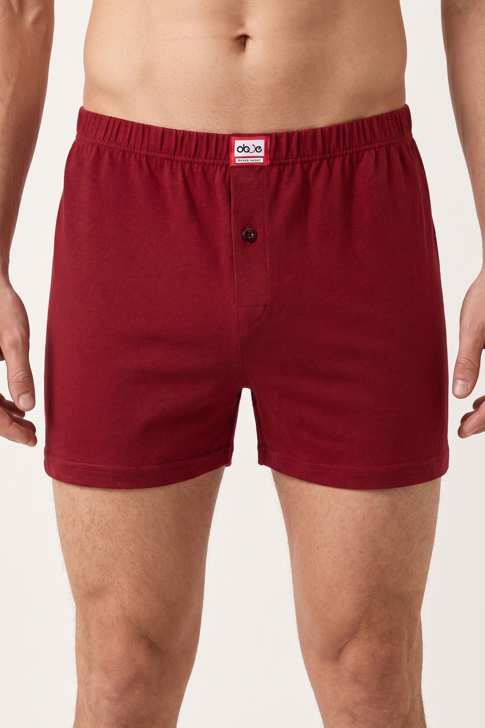 Erkek Bordo Penye Düğmeli Boxer