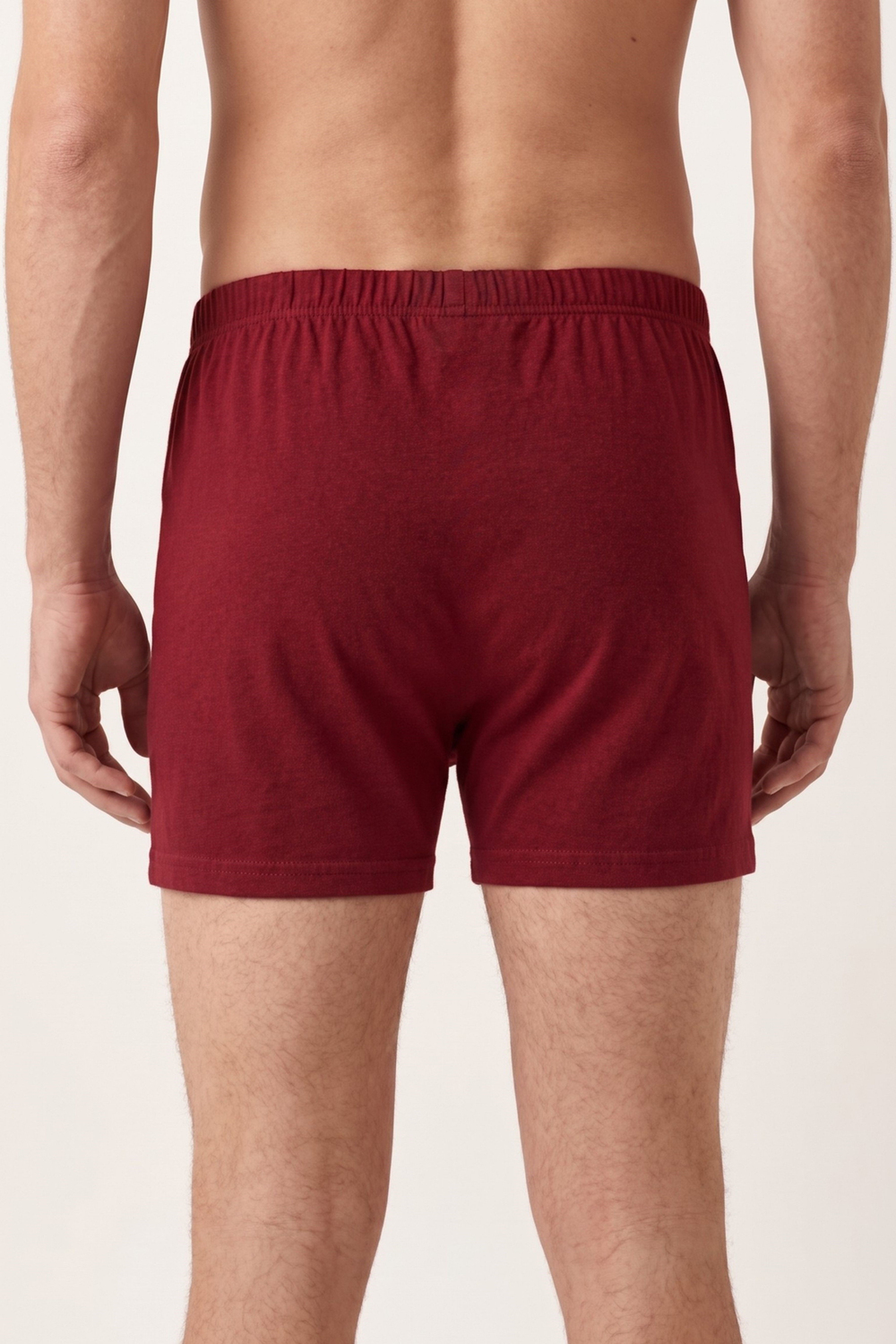 Erkek Bordo Penye Düğmeli Boxer