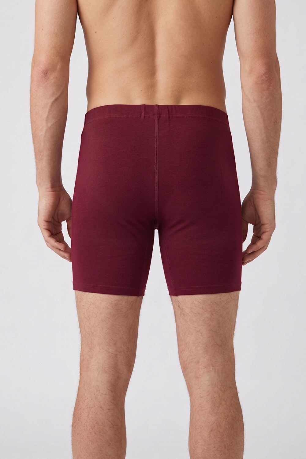 Erkek Bordo Penye Modal Uzun Boxer