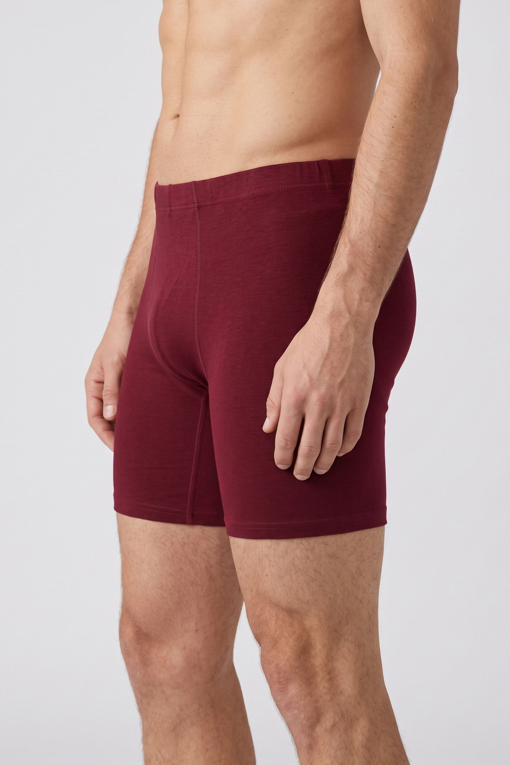 Erkek Bordo Penye Modal Uzun Boxer