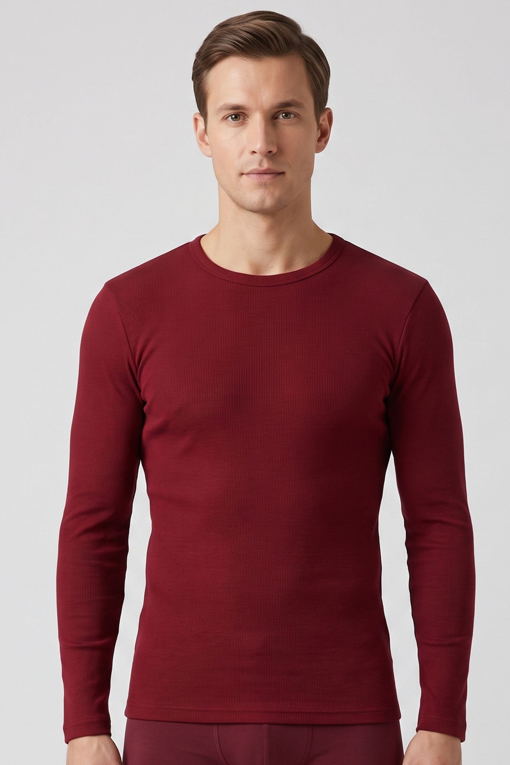 Erkek Bordo Uzun Kol Body