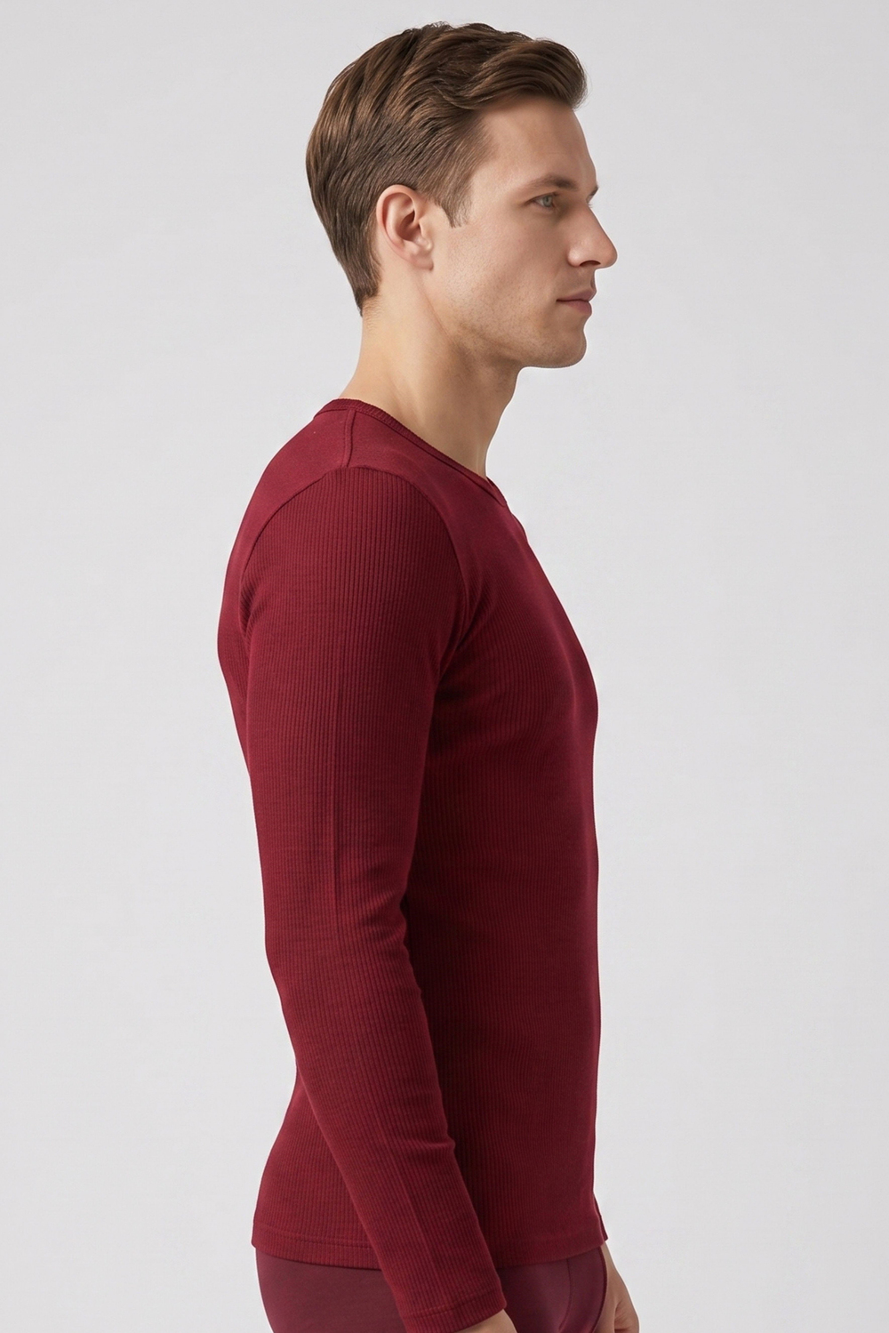 Erkek Bordo Uzun Kol Body