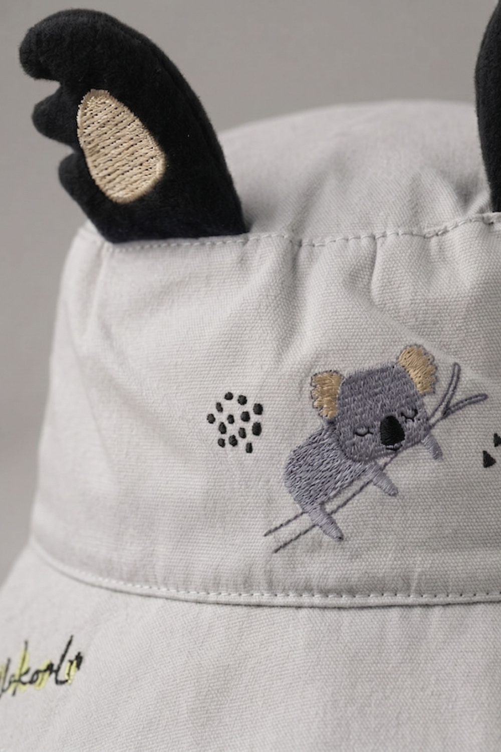 Erkek Gri Koala Desen Fötr Şapka