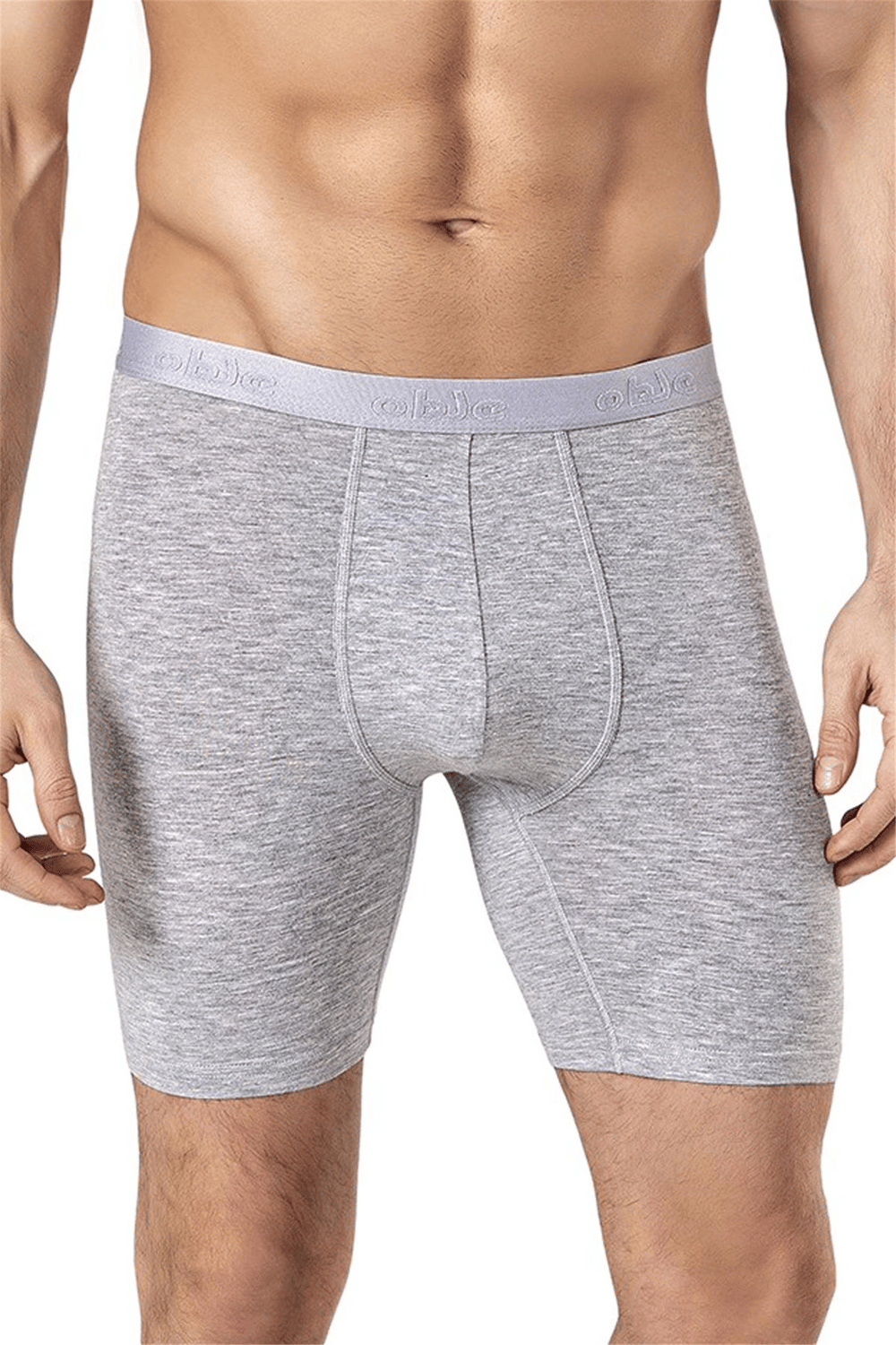 Erkek Gri Modal Dıştan Lastikli Uzun Boxer