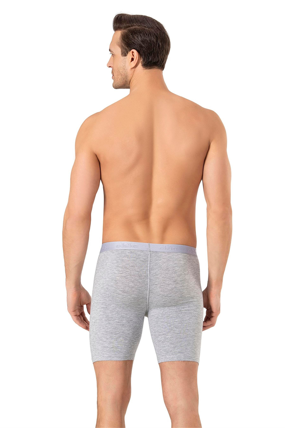 Erkek Gri Modal Dıştan Lastikli Uzun Boxer