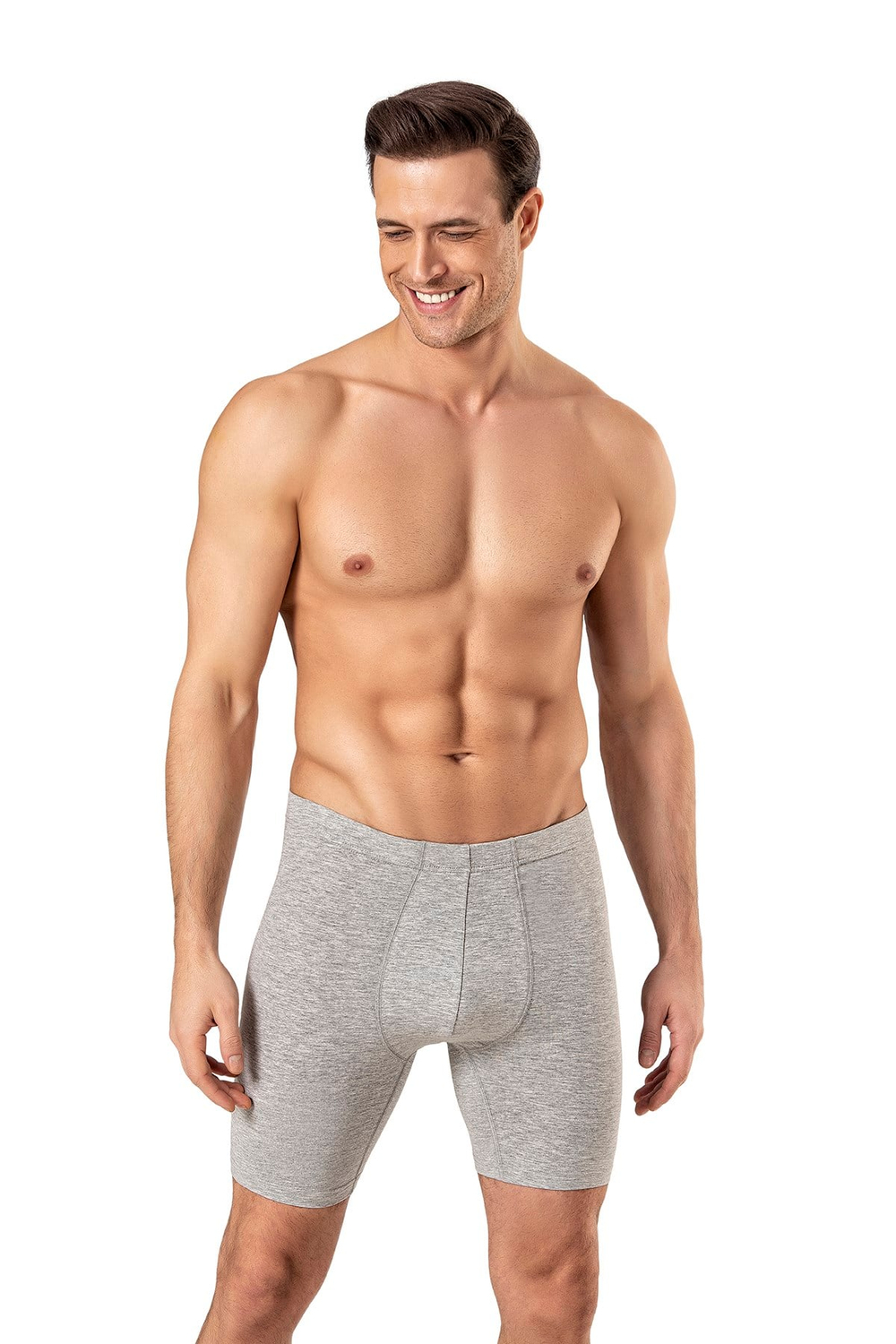 Erkek Gri Penye Modal Uzun Boxer