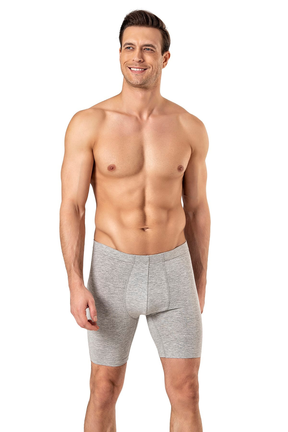 Erkek Gri Penye Modal Uzun Boxer