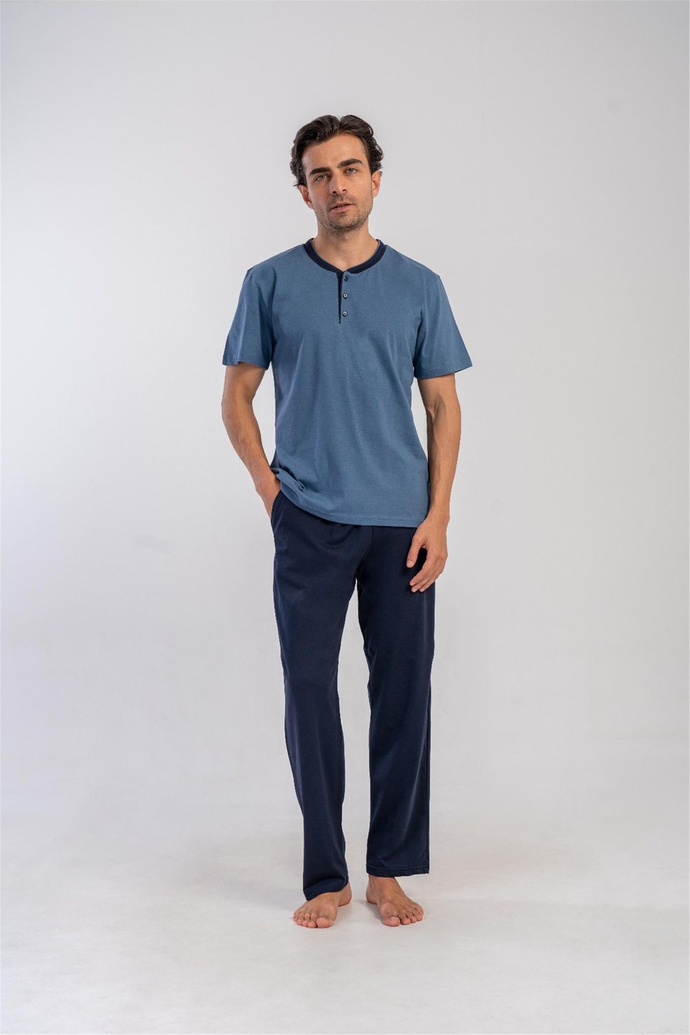 Erkek Lacivert Battal Pijama Takımı
