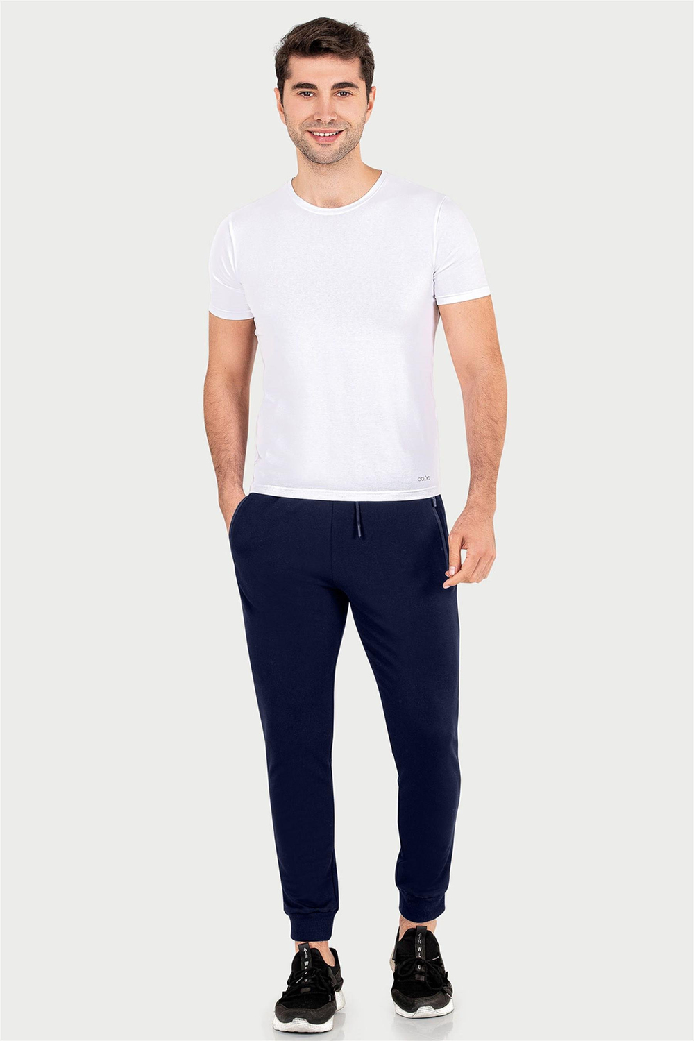 Erkek Lacivert İki İplik Slimfit Fermuarlı Alt
