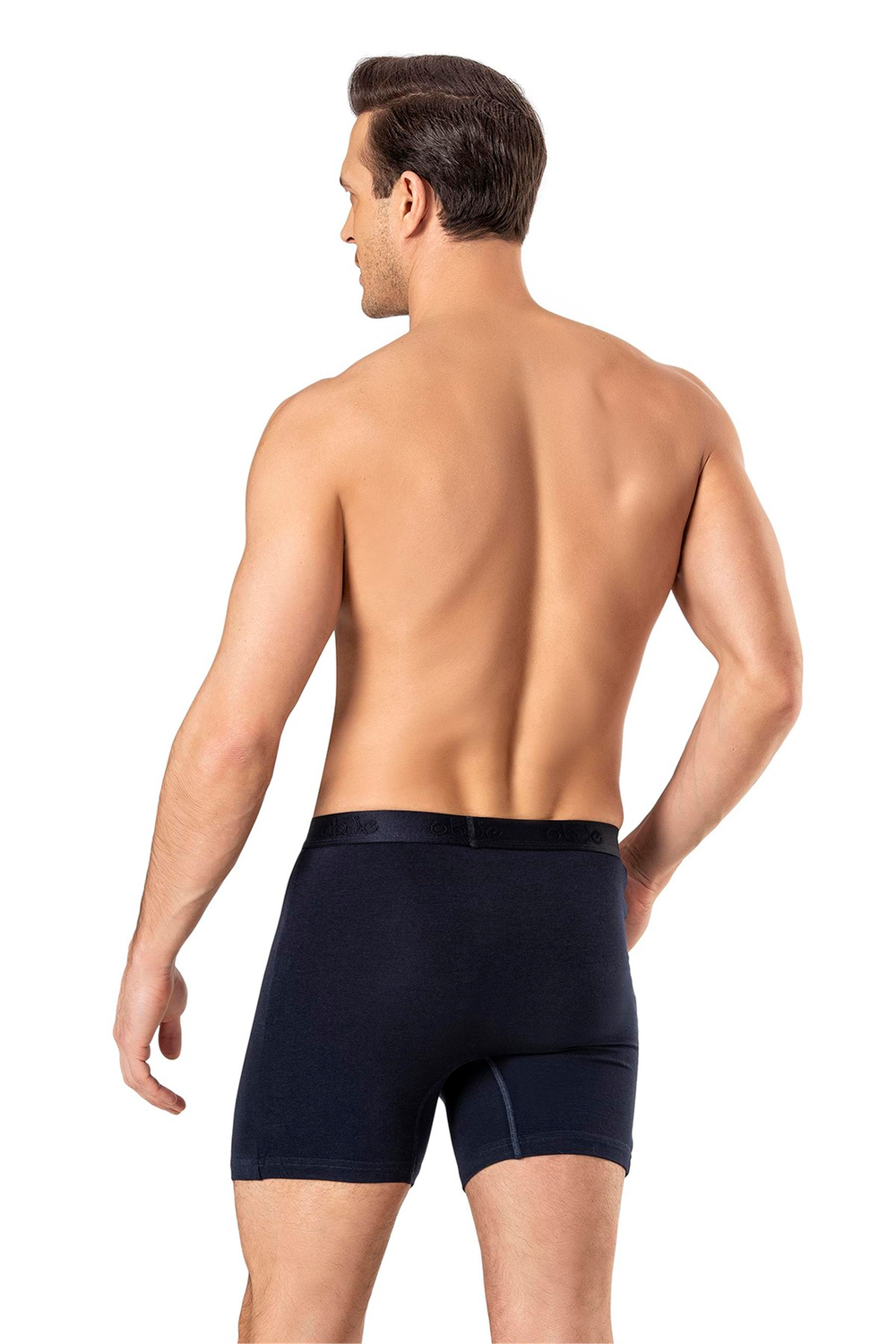 Erkek Lacivert Modal Dıştan Lastikli Düğmeli Boxer